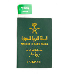 Naklejka premium saudi arabia passport with flag 