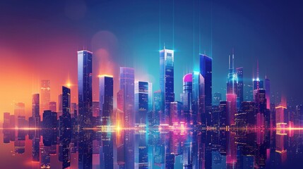 A cityscape with a focus on sustainability, and eco-friendly designs