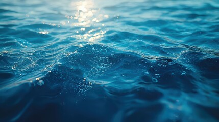 Fototapeta premium Vibrant water surface with rippling waves and air bubbles