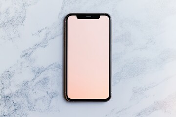 Sleek smartphone displays soft gradient background, showcasing m