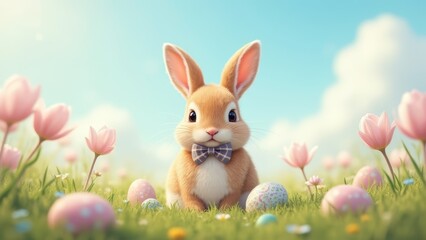 easter bunny with eggs