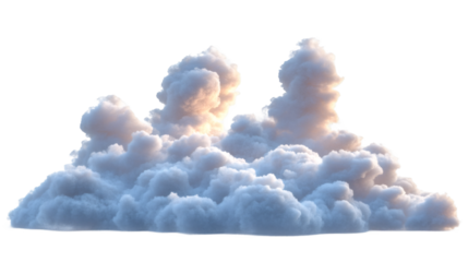 Glowing cumulus clouds illuminated by warm sunset light, casting dramatic shadows across translucent atmospheric expanse