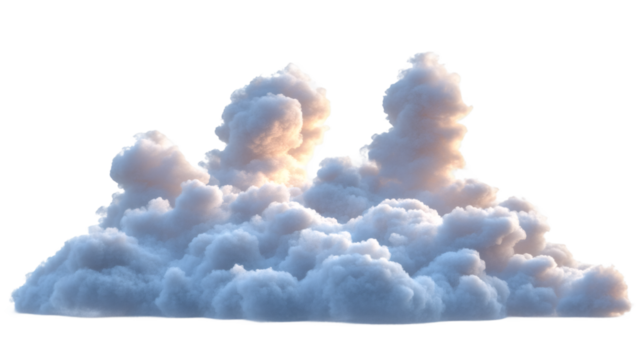 Glowing cumulus clouds illuminated by warm sunset light, casting dramatic shadows across translucent atmospheric expanse