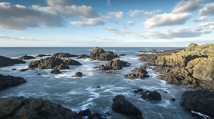 Obraz premium Coastal Rocks Ocean Waves Sky Scene