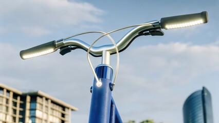 Bicycle Handlebars with Integrated Lights, Isolated on White