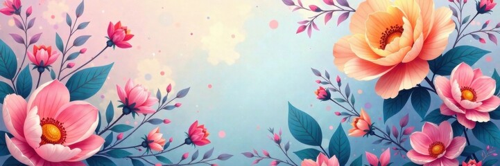 Abstract floral vector design with pastel colors, floral illustrations, watercolor style, floral designs
