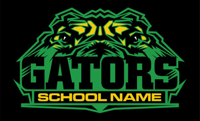 gators team design with mascot eyes for school, college or league sports