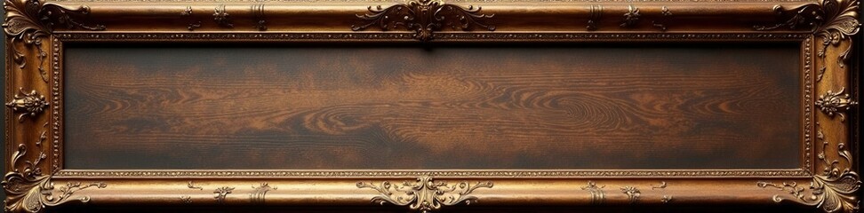 Antique wooden frame with floral motifs and gilded details , intricate designs, antique decor, old-fashioned frames