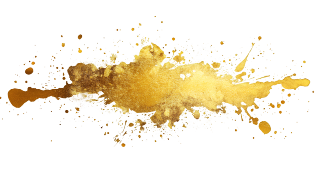 Golden liquid spraying against transparent surface, generating dynamic metallic splash