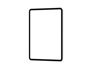 A highly detailed, transparent tablet mockup PNG featuring blank screen in 10k resolution.