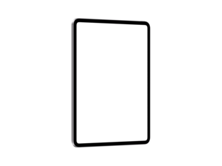 A highly detailed, transparent tablet mockup featuring blank screen in 10k resolution.

