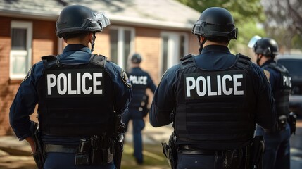 ICE Immigration and Customs Enforcement conducts coordinated raids on homes suspected of housing undocumented immigrants to enforce immigration laws and maintain public order and security