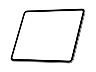 A highly detailed, transparent tablet mockup featuring blank screen in 10k resolution.


