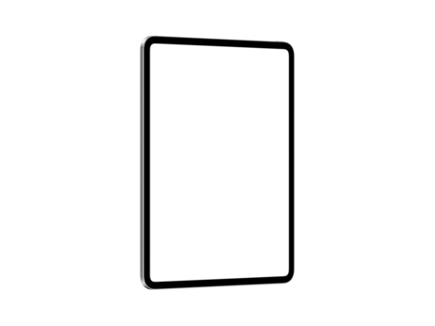 A highly detailed, transparent tablet mockup featuring blank screen in 10k resolution.

