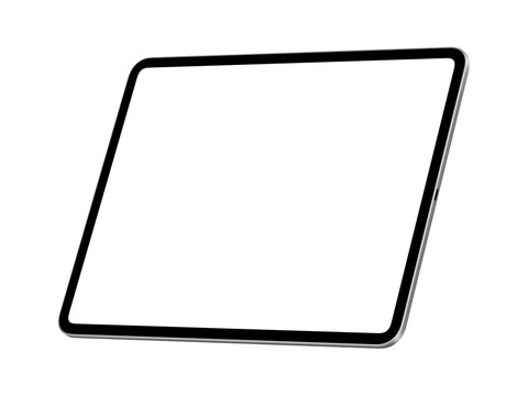 A highly detailed, transparent tablet mockup featuring blank screen in 10k resolution.

