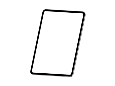 A highly detailed, transparent tablet mockup featuring blank screen in 10k resolution.

