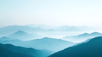 Fototapeta premium Serene Blue Mountains Misty Horizon Landscape