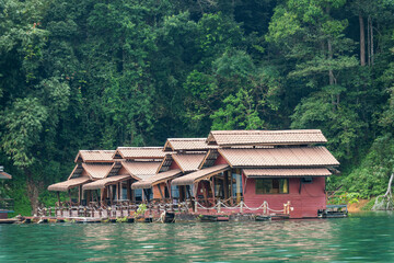 huts on the water in Khao Sok 