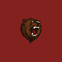 Bear mascot logo flat vector design