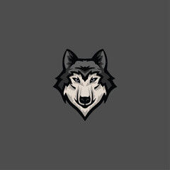 Obraz premium Wolf mascot logo flat vector design