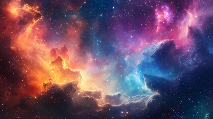 Celestial bridge: a breathtaking, otherworldly bridge of light and energy spans a cosmic chasm, connecting fantastical landscapes amidst a vibrant nebula. Otherworldly Light Bridges. Illustration