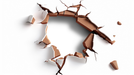 White wall Cracked concrete with hole. Old cement broken texture with cracks Background 