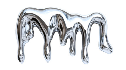 Chrome paint cascading, forming glossy abstract pattern with metallic reflections