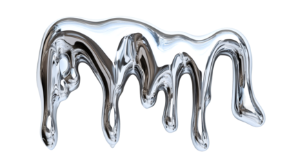 Chrome paint cascading, forming glossy abstract pattern with metallic reflections