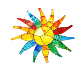  stained glass style , abstract sun on transparent