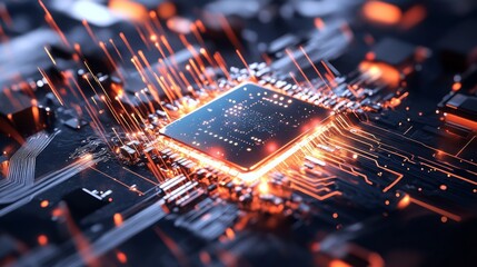 2d illustration Abstract futuristic electronic circuit technology background
