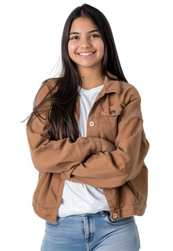 Little kid girl 12,13, 14 years old on transparent background. Children studio portrait. Emotional kids face. Happy teenager, positive and smiling emotions of teen girl