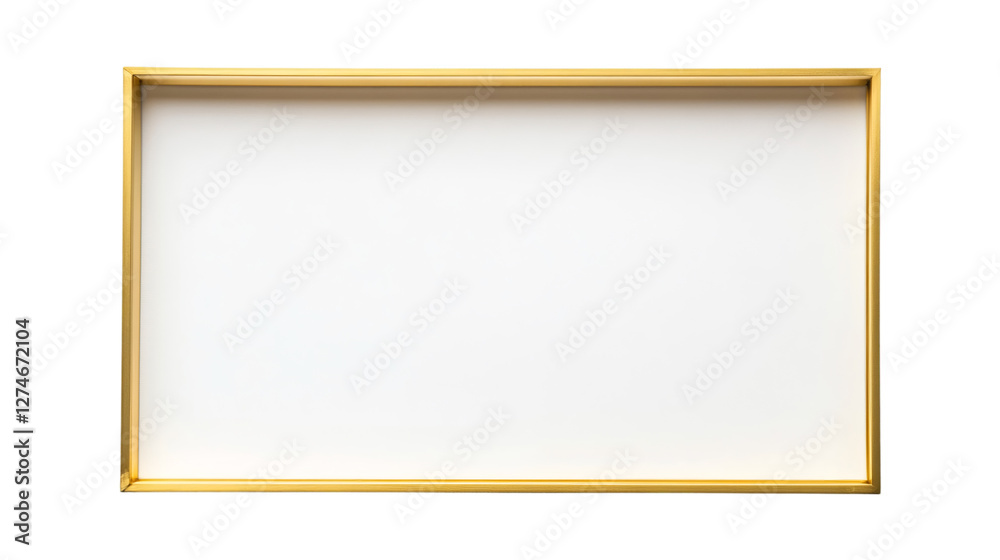 Poster golden frame with white background on a transparent background, perfect for displaying artwork or ph