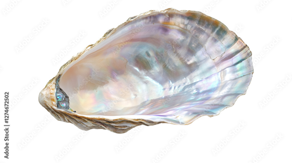 Poster Iridescent empty abalone shell with transparent background, perfect for nature and ocean-themed projects