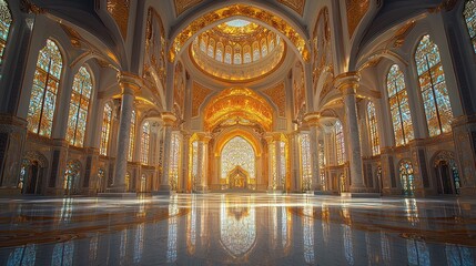 Obraz premium Golden Palace Interior Sunlit Throne Room