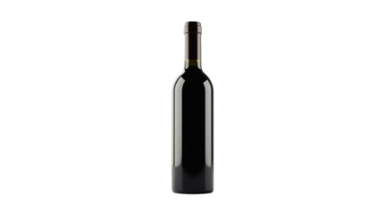Photorealistic closed wine bottle featuring a transparent background, positioned vertically, highlighting its elegant design and vintage label
