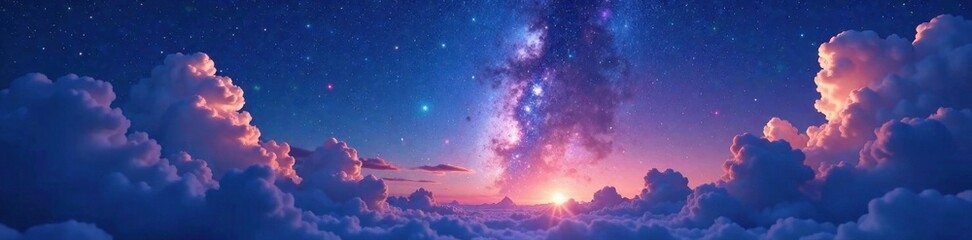 Fototapeta premium Celestial night sky with swirling clouds and stars, night sky, astrology, celestial