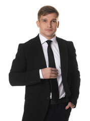 Man in classic suit on white background