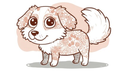 Fototapeta premium A lovable doodle-style cartoon puppy, full of personality and charm.