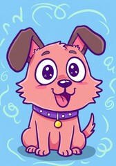 Naklejka premium A cheerful and playful doodle-style cartoon dog, hand-drawn with a fun aesthetic.