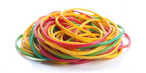 Colorful Rubber Bands on White Background