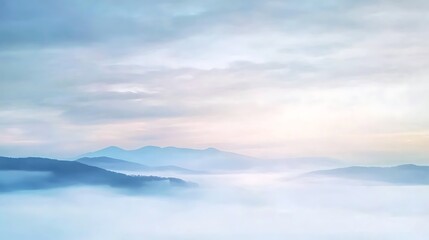 Obraz premium Misty Mountainscape Underneath a Soft Sky