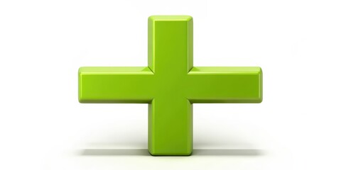 Obraz premium Green Plus Sign, 3D Render, White Background