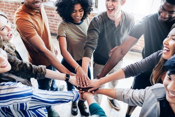 Diverse group teamwork unity