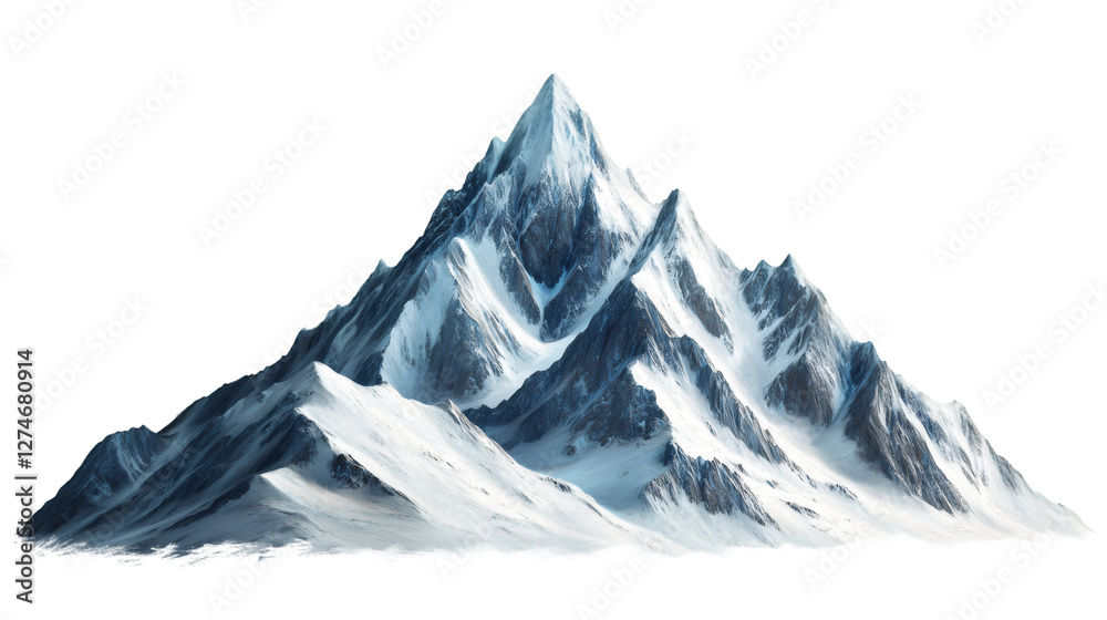Fototapete Snowy mountain peak towering against transparent backdrop, representing wilderness, exploration, alpine landscapes