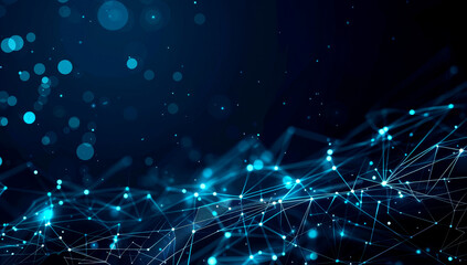 Obraz premium Intricate patterns of glowing blue dots and lines create a dynamic abstract background suitable for tech-themed designs and presentations