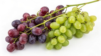 Obraz premium Red and Green Grapes on White Background