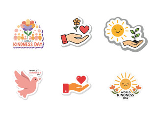 Fototapeta premium Vector illustration Sets of Random Acts of Kindness Day. People share goodness. Lovebirds art. Abstract background. Flat design vector. Poster, banner, card, background.