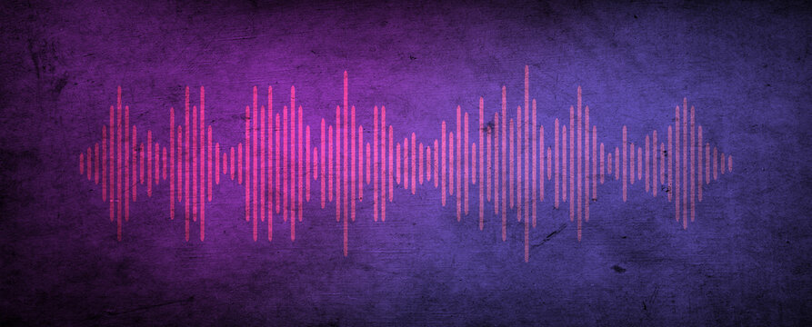 On air live streaming broadcast poster concept. Radio podcasting and broadcasting studio banner design. Microphone button and podcast inscription on equalizer sound wave.