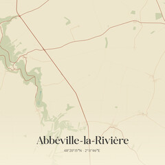 Fototapeta premium Vintage map of Abbéville-la-Rivière, France.