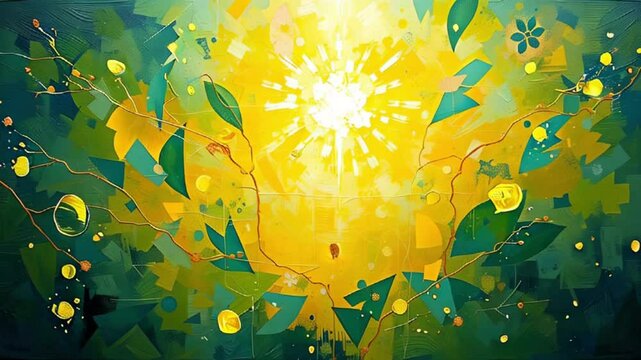 St. Patrick's day background. Green leaves in a golden light. 